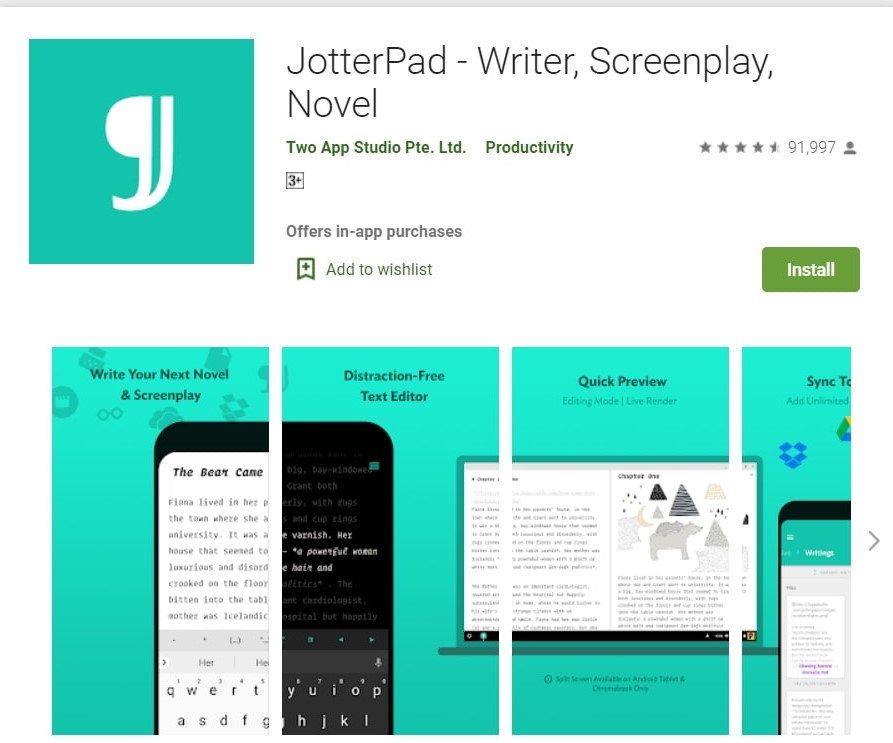 JotterPad App: Writer, Screenplay and Novel